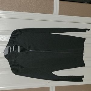 DKNY MENS ZIPPER SWEATER CHARCOAL GRAY SZ L